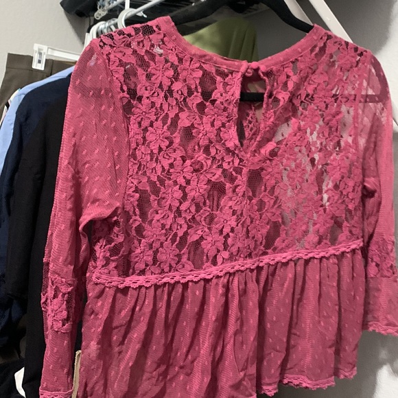Free People maroon lace top - Picture 2 of 4